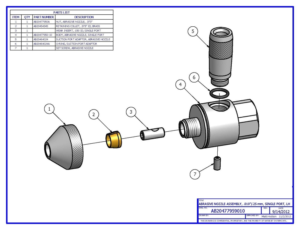 Abrasive Nozzle Assembly .013"/0.33Mm